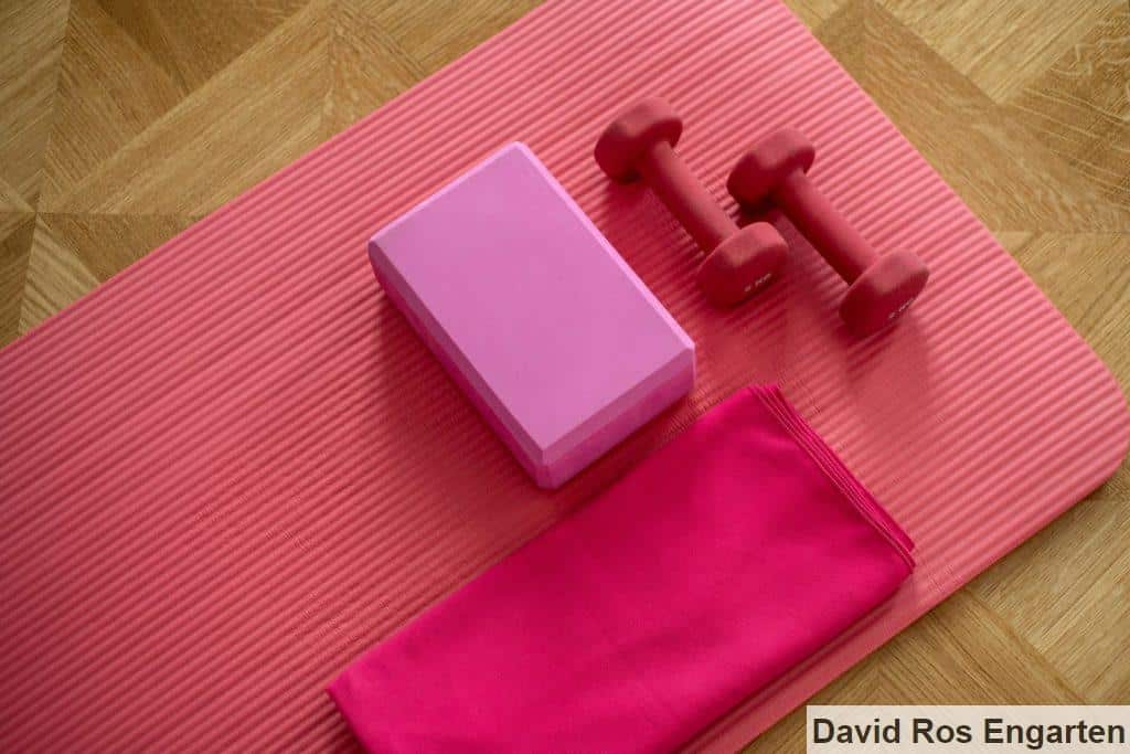 pink dumbbell on pink textile