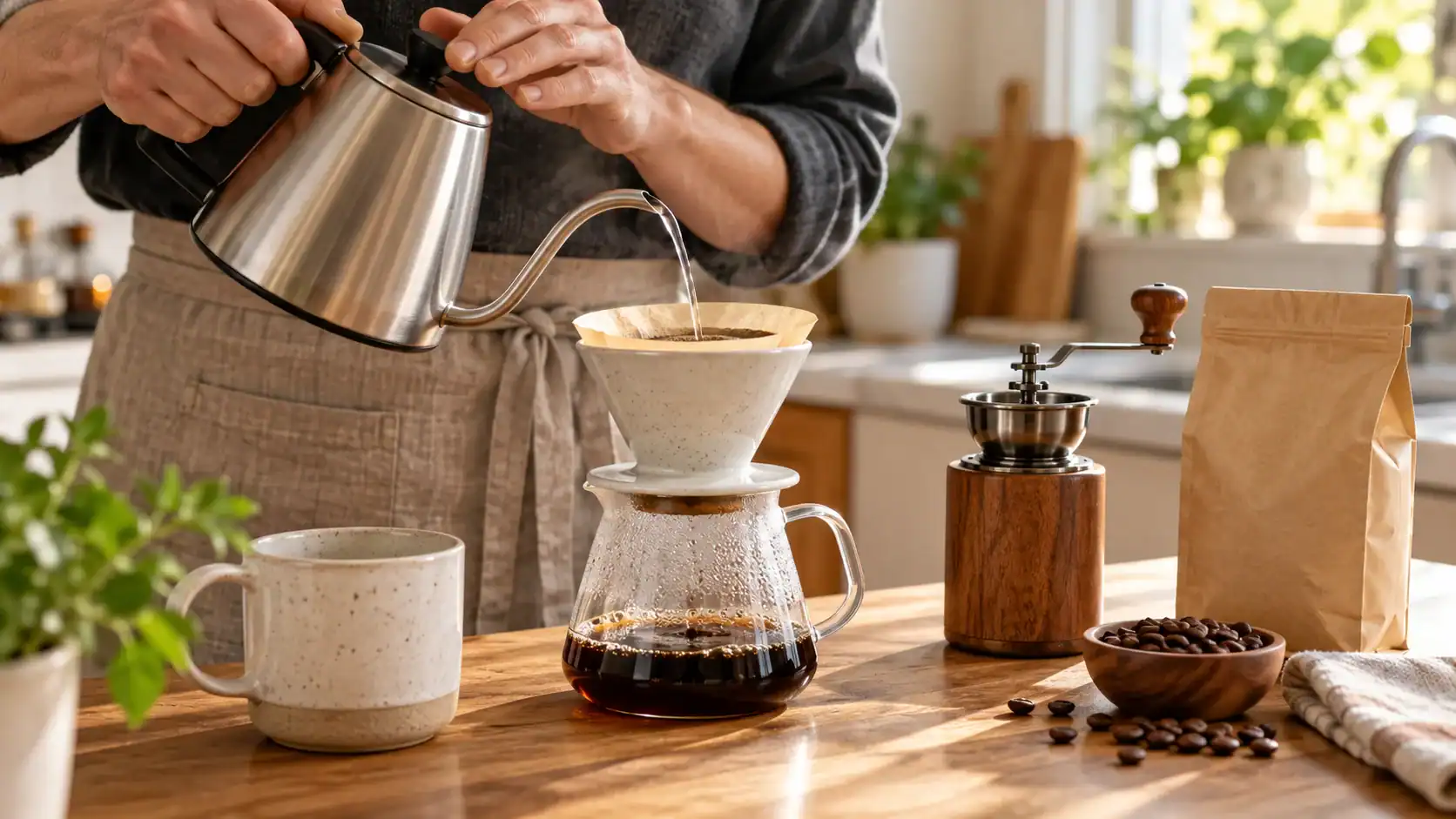 Preparación de café de especialidad con un filtro manual en casa